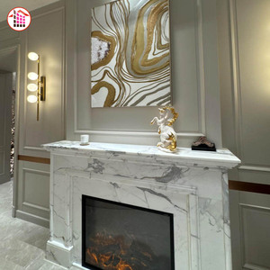 Contour <span class=keywords><strong>de</strong></span> <span class=keywords><strong>Cheminée</strong></span> en Marbre Blanc <span class=keywords><strong>de</strong></span> Luxe, Manteau <span class=keywords><strong>de</strong></span> <span class=keywords><strong>Cheminée</strong></span> en <span class=keywords><strong>Pierre</strong></span> Naturelle Personnalisé pour Villa, Hôtel, Décoration Intérieure Moderne Polie - Product Image 3