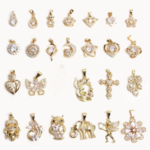 Gelang Liontin Emas dengan Aksesoris Hewan Bentuk Burung Hantu, Kura-kura, Lumba-lumba, dan Hati, Berbahan Kuningan dengan Zirkon Mikro <span class=keywords><strong>Pave</strong></span>, untuk Pembuatan Gelang, Grosir dari Supplier - Product Image 2