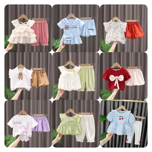 New fashion casual t-shirt and short pants two-piece set for boys and girls, infants and young children's clothing