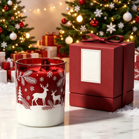 Set Hadiah Lilin Kaca Natal C&H, Lilin Aroma Kedelai untuk Dekorasi Rumah dengan Kotak Hadiah