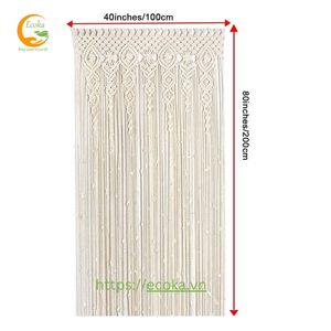 Rideau en macramé OEM pour fenêtre, porte, placard, toile de fond de mariage, décoration bohème avec pompons, du Vietnam - Product Image 2