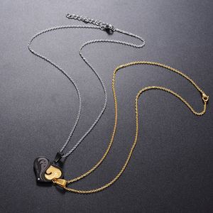 Fashion Stainless Steel Puzzle Couple Necklace Valentine's Day Gift <b>Titanium</b> Steel Pendants Necklace for Couple Men Women - Product Image 6