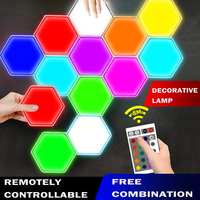 Luces LED Hexagonales Geométricas para Camping, Control Táctil, Luces Nocturnas Hexagonales para Pared, para Exteriores