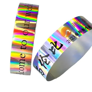 Wholesale Waterproof Cheap Shiny Wristband Festival Event Party Concert Shows Glitter Dazzling Tyvek Laser Bracelet Wristband