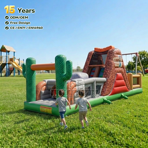 CE - Pista de Obstáculos Inflable de PVC con Temática del Viejo Oeste, Parque de Aventuras para Niños, Equipo de Juegos para Alquiler en Fiestas - Product Image 1