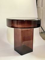 Table basse ronde en verre violet, ensemble de 2 pièces, diamètre 540*H300mm, diamètre 450*480mm, table d'appoint en verre soufflé jaune 21'' 18''