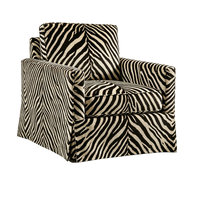 Fauteuil pivotant relaxant Art Déco ergonomique à imprimé animal (léopard, zèbre, rayures) en lin avec jupe pour usage hôtelier