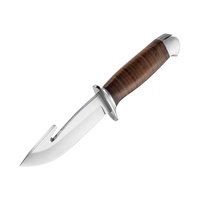 Couteau droit de chasse en plein air Couteau droit de personnalisation en acier 3Cr13 couteau à lame fixe de camping avec manche en cuir d'aluminium