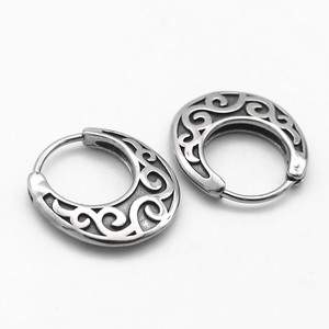 yunnique Geometric <b>Hoop</b> <b>Earrings</b> Titanium Steel Minimalist Ethnic Style Round Clip On <b>Earrings</b> For Women Men Fashion Jewelry - Product Image 2