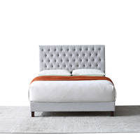 OEM ODM kasur Lits rembourrés modernes en tissu imperméable avec cadre de lit au design de luxe et tête de lit à boutons double éclairage complet