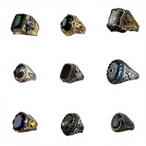 Anillo de Piedras Preciosas Negras Ajustable de Lujo Tempusort <span class=keywords><strong>para</strong></span> <span class=keywords><strong>Hombre</strong></span>, Regalo, <span class=keywords><strong>Joyería</strong></span> de Moda con Personalidad - Product Image 1