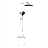 Ensemble de douche minimaliste européen en laiton massif, or brossé, cascade, 3 fonctions, pour salle de bain, système de douche en céramique, usage hôtelier