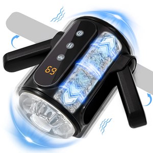 Vibrateur télescopique <span class=keywords><strong>autonome</strong></span> à rotation, masseur de pénis à extrémité ouverte, poignées pliables, <span class=keywords><strong>masturbateur</strong></span>, jouets sexuels pour adultes hommes, ouvert - Product Image 1