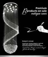 Lustre en cristal argenté en spirale moderne et luxueux, personnalisable, avec éclairage LED à intensité variable, luminosité élevée, angle de faisceau de 120°, garantie de 2 ans