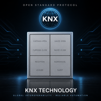 Interrupteur mural intelligent KNX 2 gangs 2 commandes, construction métallique, indice de protection IP20, télécommande pour bâtiments commerciaux
