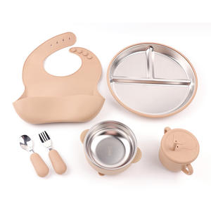 Bol d'apprentissage pour bébé en silicone et acier inoxydable, avec ventouse puissante, sans BPA, pour l'éveil alimentaire, facile à nettoyer, pour enfants - Product Image 2