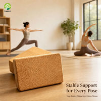 Bloc de yoga en liège naturel brun foncé haute densité 3x6x9 pouces antidérapant écologique pour yoga, pilates, exercices, logo personnalisé, vente en gros