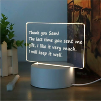 Tablero de Mensajes Acrílico Creativo para Niños, con Luz Nocturna LED, USB, 3D, Pequeño, Blanco, para Baño
