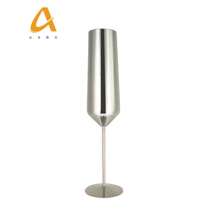 Custom Color Logo 230ml Metal Goblet Cocktail Wine Glass Stainless Steel Champagne Glass Cup Flute