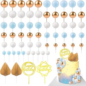 Boules de décoration de gâteau bohème de vente chaude diverses couleurs et tailles mélangées boules dorées et argentées pour les plugins de fête de gâteau d'<span class=keywords><strong>anniversaire</strong></span> - Product Image 4
