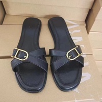 Sandales plates à bout carré pour femme, style classique, imprimé léopard, avec brides croisées et boucles, chaussures de plage – Grande Vente