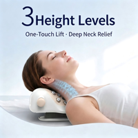 Almohada de Masaje Cervical Portátil con Calor, Relajante de Cuello y Hombros, Estirador Cervical, Masaje de Acupresión para el Hogar, Oficina y Viajes
