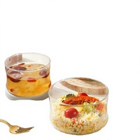 Boîtes de conservation alimentaire en verre borosilicate transparent, compatibles micro-ondes, avec couvercles en verre trempé, sans BPA, anti-fuite