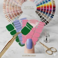 Bandes de gel en résine brillante en gros, couleurs unies, pour nail art DIY, sans lampe UV, application et retrait faciles, design réutilisable