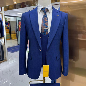 <span class=keywords><strong>Costume</strong></span> de marié bleu royal sur mesure de qualité supérieure, formel, à simple boutonnage, coupe ajustée, 3 pièces pour hommes - Product Image 1