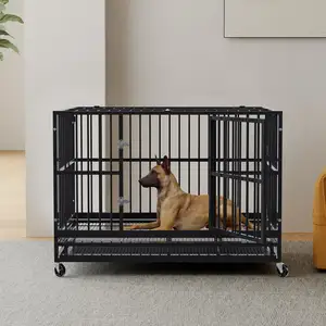 New Type Outdoor Heavy Duty Dog Cage House Breeding Powder Coated Dog Kennel Crate Cage With Lockable Wheels