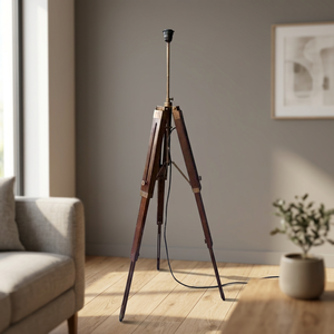 3 Fold Vintage <b>Nautical</b> Antique Floor <b>Lamps</b> Stand Light Wooden Adjustable Tripod. - Product Image 2