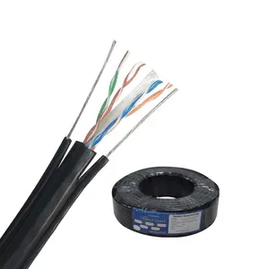 23awg 엘리베이터 케이블 플랫 리프트 케이블 2 개의 스틸 와이어 LAN 케이블 UTP CAT6 PVC 재킷