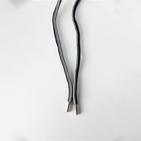 Black and White Stripe Printed Custom Made Light Elastic Shoelaces