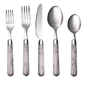 Couteau forgé en acier inoxydable 18/10 de haute qualité de style américain, cuillère et fourchette, argenterie, ensemble de couverts martelés - Product Image 1