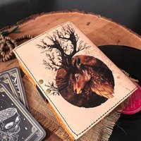 Journal en cuir véritable fait main Journal de bord de chevreuil Journal d'impression de cerf en cuir Journal Notbook Livre de sorts vierges