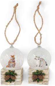 Mini Brown Resin Squirrel Raccoon <strong>Snow</strong> <strong>Globe</strong> Polyresin Hanging Christmas Ornament - Product Image 3