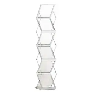 High Quality Aluminum Display Zigzag Brochure Holder Clear Document And Literature Banner Stand Catalogue Shelf