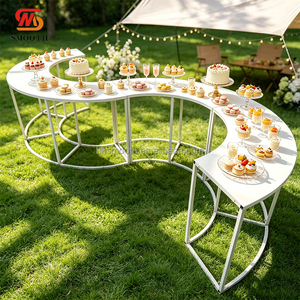 Smooth Modern White Metal Cake Dessert Display Table Outdoor Detachable Wedding Party Stand - Product Image 1