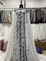 Tissu en dentelle africaine perlée de haute qualité, broderie de sequins et perles nigériennes, dentelle française en tulle pour robe de soirée