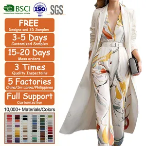 Custom Manufacturing Clothes solid color women's Blazer trend print long business wear office women's suit three piece set