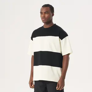 Oem high quality men's tshirts chinese clothing manufacturers striped t shirt classic Stripe round neck striped t-shirts