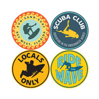 Décoration murale en métal sur le thème du surf, personnalisée en gros, panneau rond pour club de surf et cave d'homme, panneaux en étain « Gone Surfing », plaque en métal personnalisée