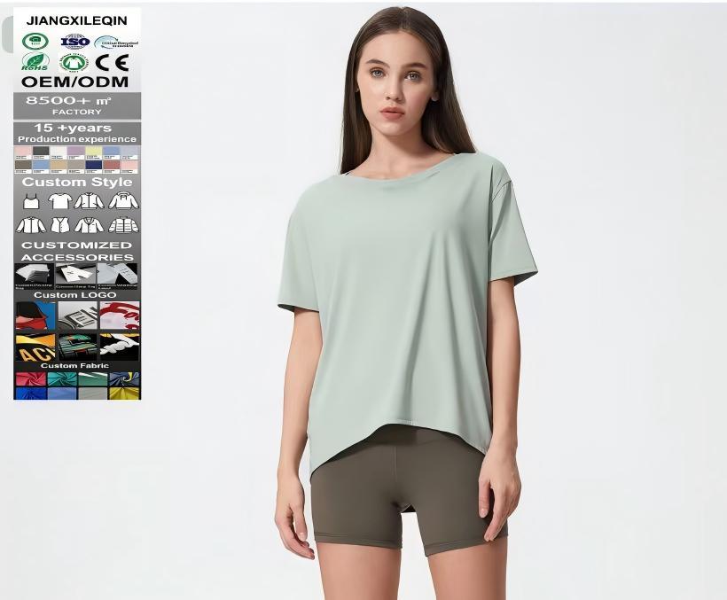 Customization New Spring/Summer 2026 Strapless Knitted Yoga Wear Sport Top Loose Short-Sleeved Long Quick Dry Breathable Women