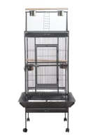 Cage d'angle en fer forgé massif pour perroquets, grande taille, avec plateau amovible, support roulant supérieur, respirante et thermolaquée, vente en gros