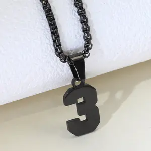 Fashion Black Stainless Steel Number 6 Necklace For Hip Hop Men Jewelry Gift