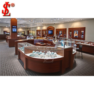 En iyi malzeme orta ahşap ve cam mücevherat takı mağazaları için mağaza vitrini tasarım ekran masa iç mağaza tasarımı - Product Image 3