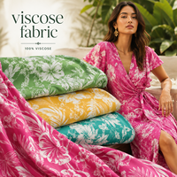 Tissu en viscose rayonne 100% à imprimé tropical, tissé Challis, pour robe d'été, chemise, blouse et jupe