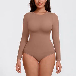 Custom Logo Long Sleeve <b>Bodysuit</b> Comfortable Body Shaper Tummy Control <b>Shapewear</b> Seamless <b>Shapewear</b> <b>Bodysuit</b> for Women - Product Image 5