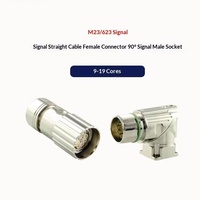 Connecteur d'aviation industriel robuste M23 en cuivre à 9 broches, mâle-femelle, avec câble de signal M623 coudé