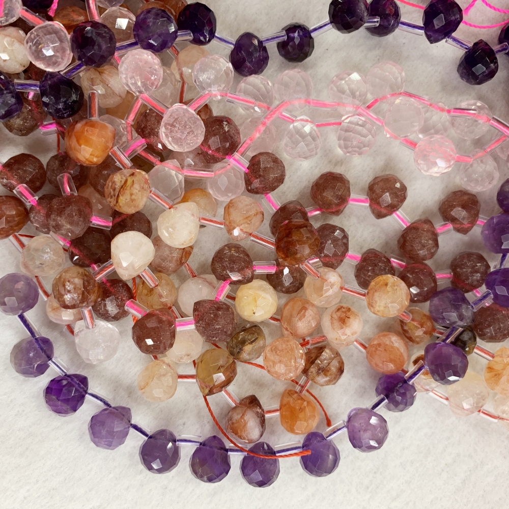 Natural Amethyst 8x10mm Round Teardrop-Shaped Faceted Loose Beads Natural Crystal Bead Jewelry Making